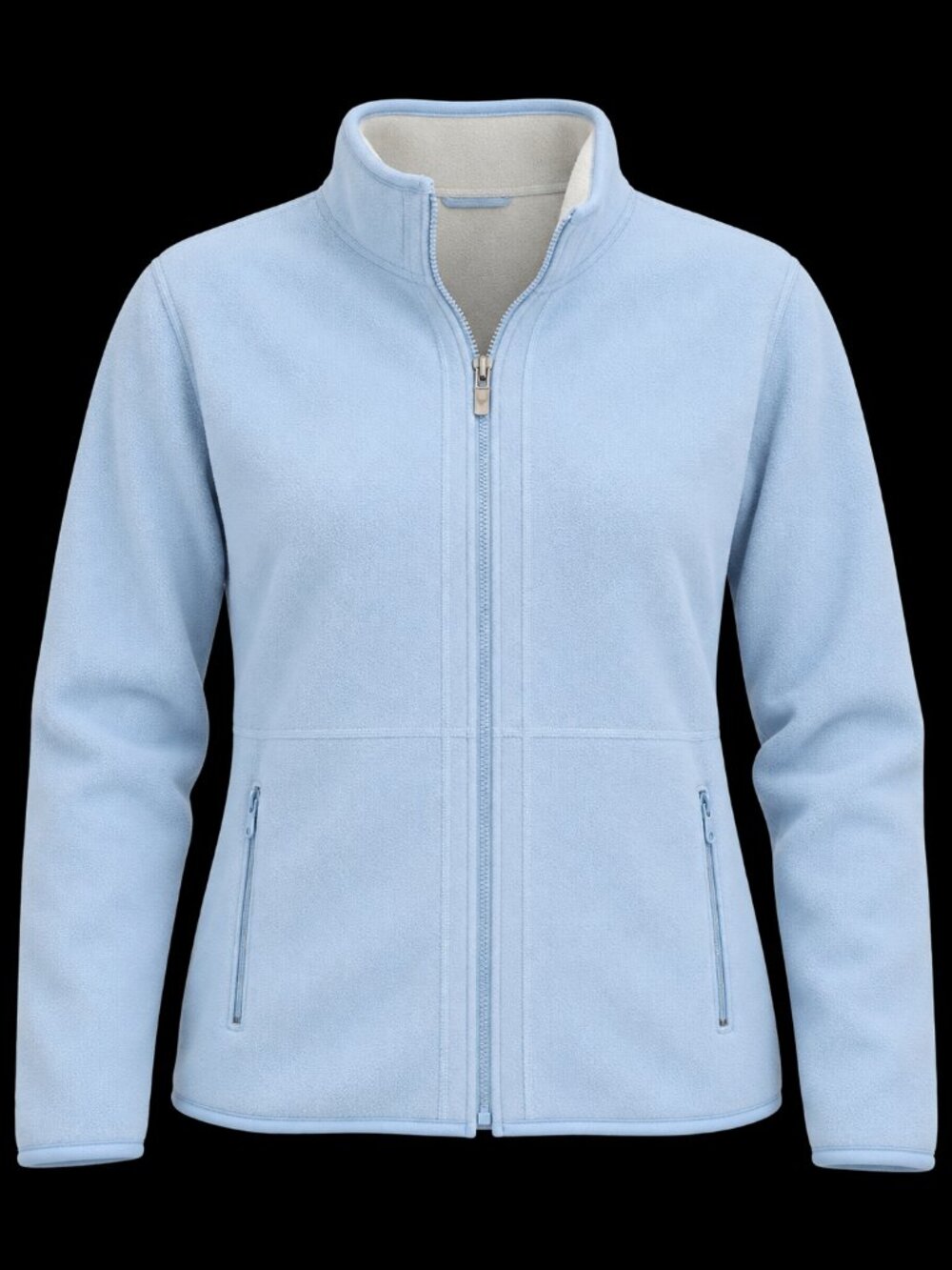 Reversible Fleece Jacket Light Blue Ivory Cream Full Zip Cozy Outdoor